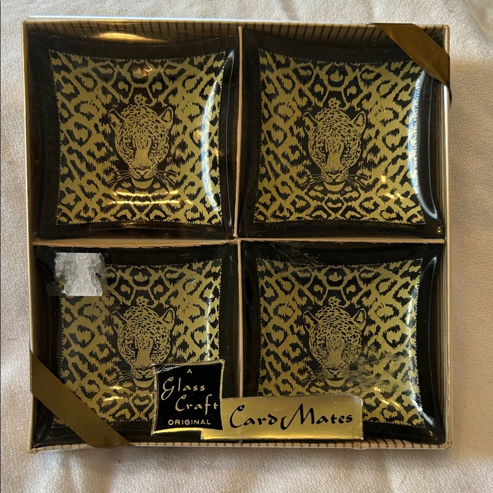 Leopard Print Coasters - Gold and Black